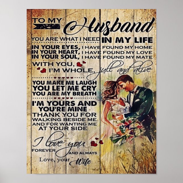 Customised Gift, To My Husband Letter Poster (Front)