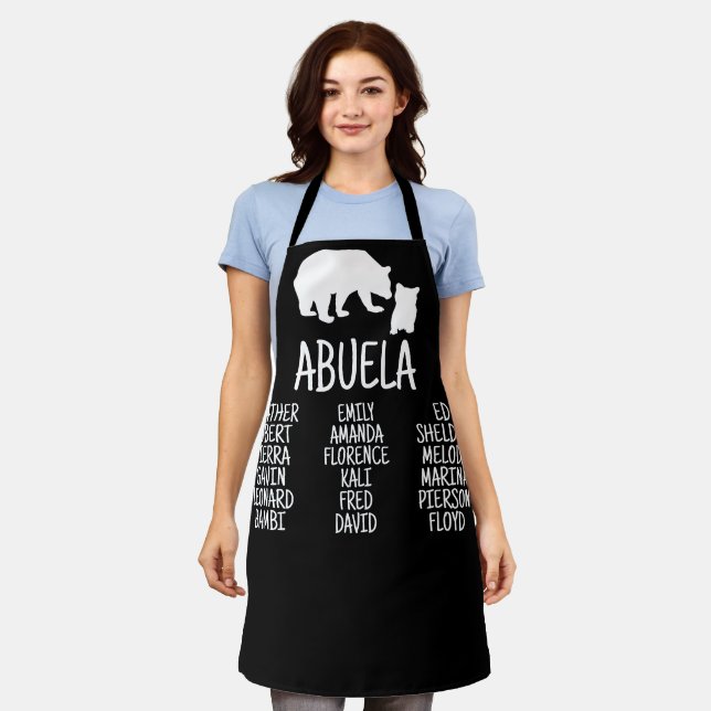 Customised Gift With Grandkid's Names Abuela Bear  Apron (Worn)