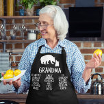 Customised Gift With Grandkid's Names Grandma Bear Apron<br><div class="desc">This personalised apron is perfect for grandma. It features a black rustic bear on a white background and is made of 100% polyester. The apron is designed to protect your clothes while you are cooking or baking. It is also great for everyday use around the house. The apron is personalised...</div>