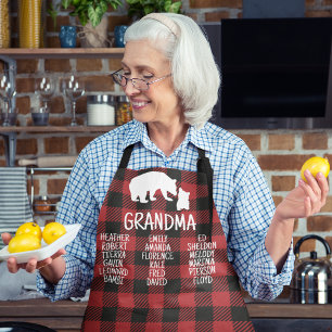 Customised Gift With Grandkid's Names Grandma Bear Apron