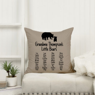 Customised Gift With Grandkid's Names Grandma Bear Cushion