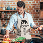 Customised Gift With Grandkid's Names Grandpa Bear Apron<br><div class="desc">Do you love spending time with your grandkids? If so, then you will love this personalised apron! It is perfect for cooking or baking with your grandkids around. The apron is made from high quality fabric and features a rustic black bear on a off white background. This makes it the...</div>