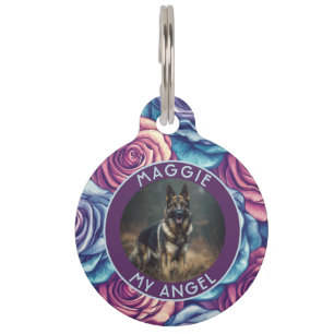 Customised Gifts For Pets Rose Floral Pet Tag