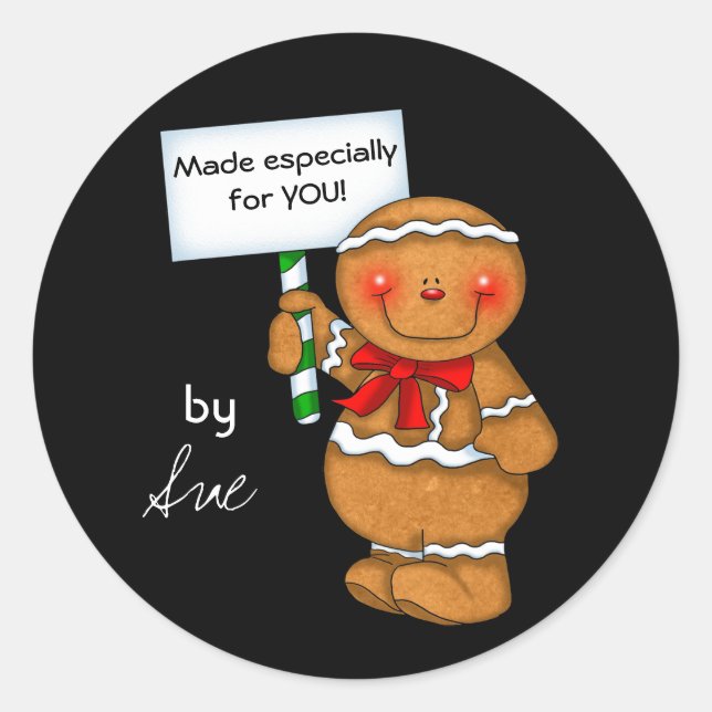 Customised Gingerbread Holiday Treat Stickers (Front)