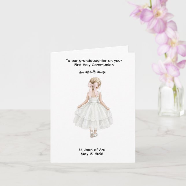 Customised Girls First Holy Communion  Card (Orchid)