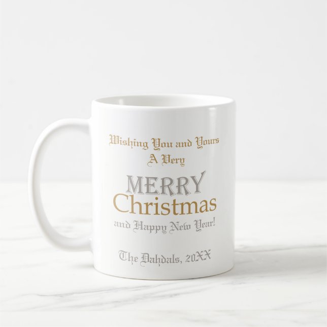 Customised Gold and Silver Merry Christmas Mug (Left)