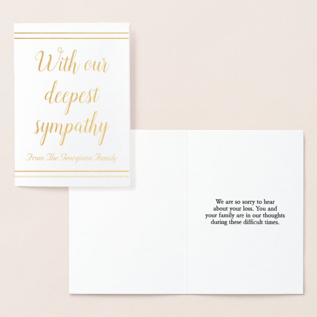 Customised Gold Foil Sympathy Card (Display)