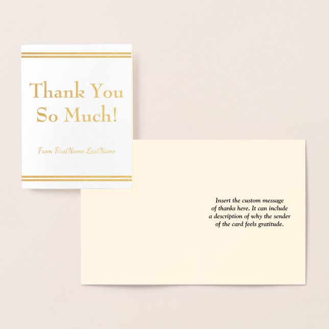 Customised Gold Foil "Thank You So Much!" Card (Display)
