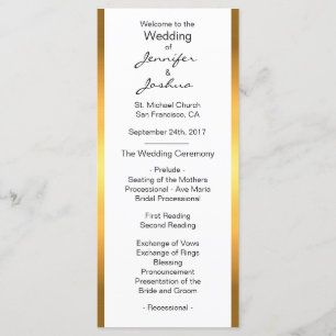Customised Gold Foil White Design Wedding Programs