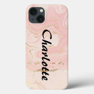 Customised Gold Pink Marble iPhone 13 Case