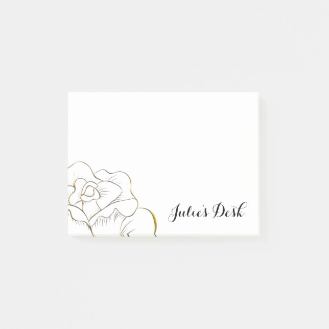 Customised Gold Rose Post-it Notes (Front)