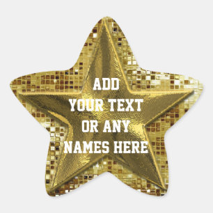 Customised Gold Star On Gold Sequins Star Sticker