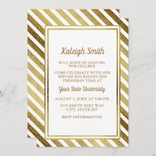 Customised Gold White College Trunk Party Invite