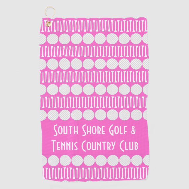 Customised Golf Balls & Tees Hot Pink Golf Towel (Front)