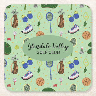 Customised Golf Theme Square Paper Coaster