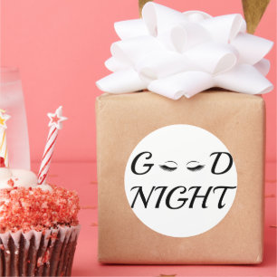 Customised Good Night Cute Eyelashes Classic Round Sticker