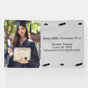 Customised Graduation Photo, Diploma, Cap Template Banner