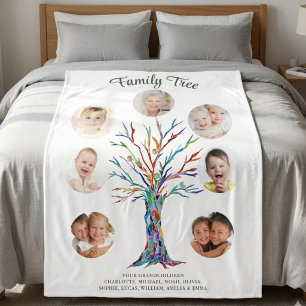 Customised Grandma Photo Family Tree Keepsake Fleece Blanket