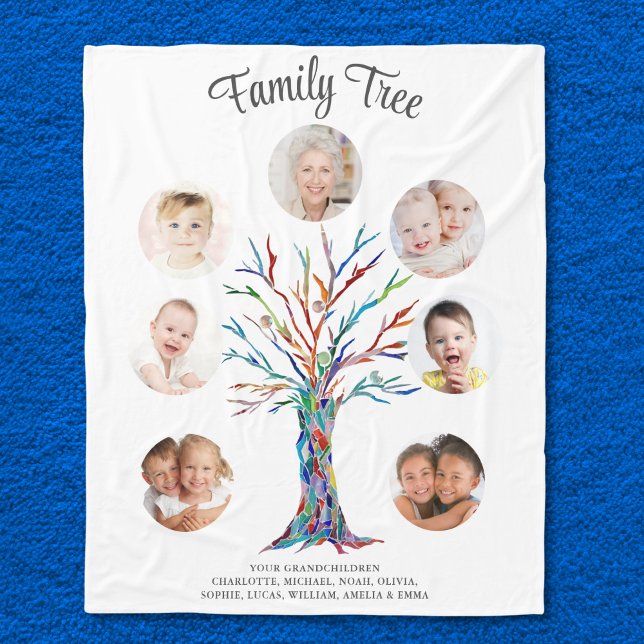 Customised Grandma Photo Family Tree Keepsake Fleece Blanket (Creator Uploaded)