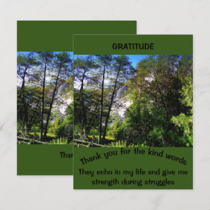 Customised Gratitude Quote Green Scenery Forest Thank You Card