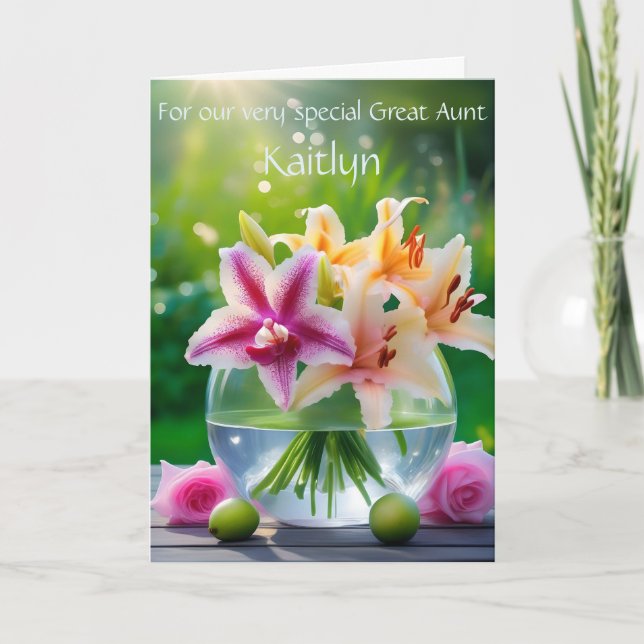 Customised Great Aunt Bouquet Birthday Poem Card (Front)