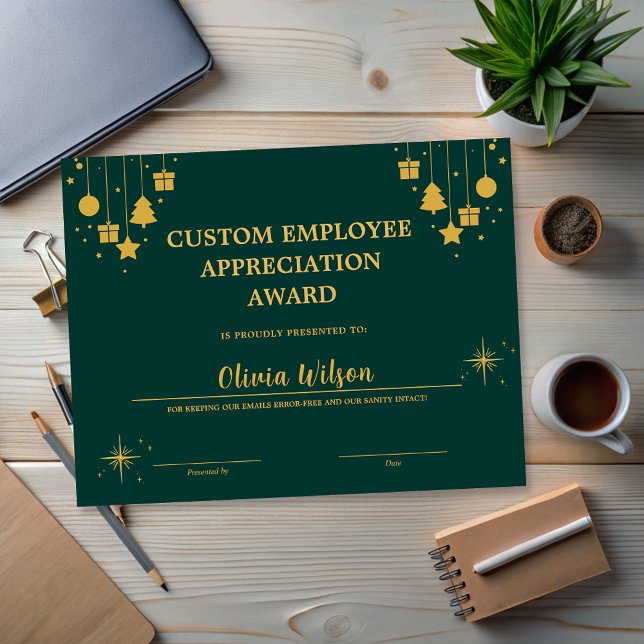 Customised Green Business Holiday Employee Award (Customized Green Business Holiday Employee Award)