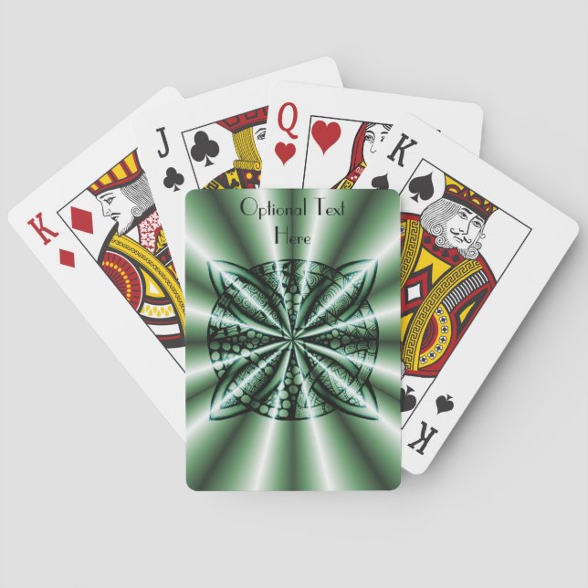 Customised Green Metallic Celtic Knot Playing Cards (Back)