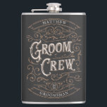 Customised Groomsmen Gift Hip Flask<br><div class="desc">This personalised flask is the perfect groomsmen gift. The vintage design is inspired by old whiskey bottle labels. Customise with the name and role (groomsman,  best man,  groom) of each member of the wedding party.</div>