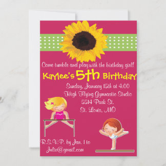 Customised Gymnsatics Birthday Party Invitations