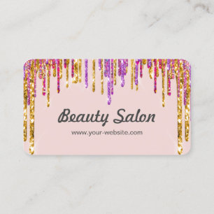 Customised Hair Dresser Hairstylist Pink Glitter Business Card