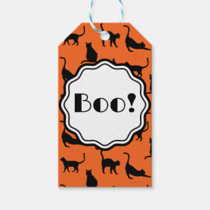 Customised Halloween Party Boo Orange Black Cats Gift Tags