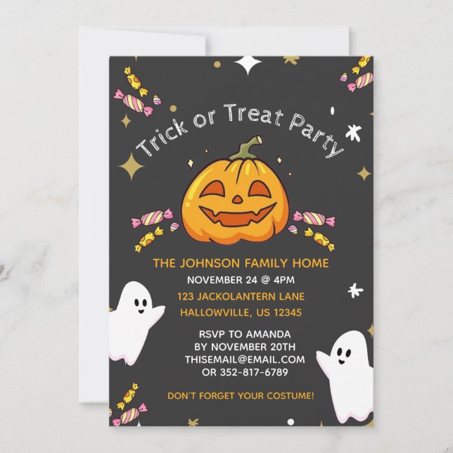 Customised Halloween Party Invitations for Kids (Front)