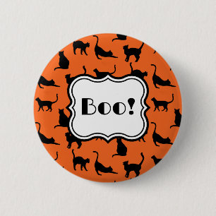 Customised Halloween Party Orange Black Cats 6 Cm Round Badge