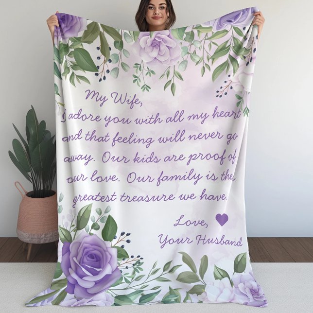 Customised Handwritten Letter Love Message Wife Sherpa Blanket (Creator Uploaded)