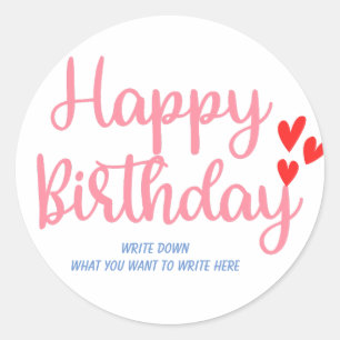 Customised happy birthday classic round sticker