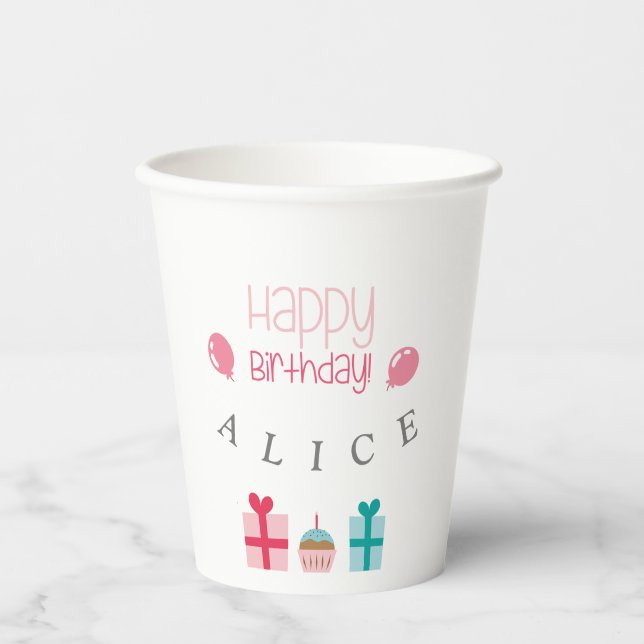 Customised Happy Birthday Paper Cups (Front)