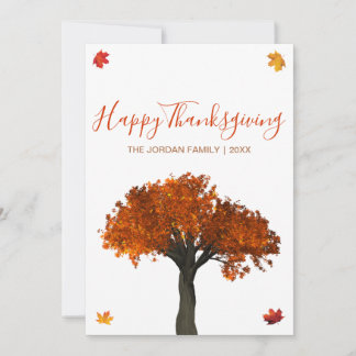 Customised Happy Thanksgiving Autumn leaves Holiday Card