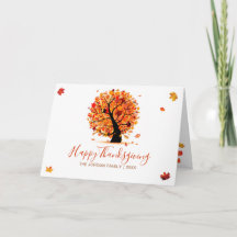 Customised Happy Thanksgiving Autumn tree Card