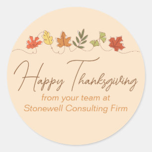 Customised Happy Thanksgiving Fall Leaves Classic Round Sticker