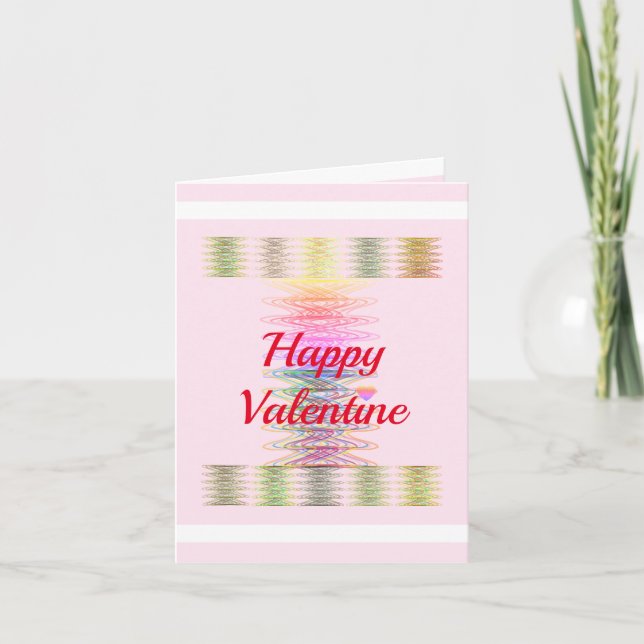 Customised Happy Valentine Colourful Spirals Card (Front)