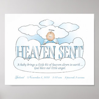 Customised Heaven Sent Angel Boys Room Wall Art