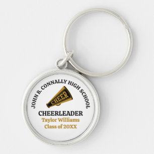 Customised High School Cheerleader Gold Black Key Ring