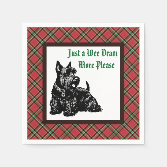 Customised Holiday Scottish Terrier Napkin (Front)