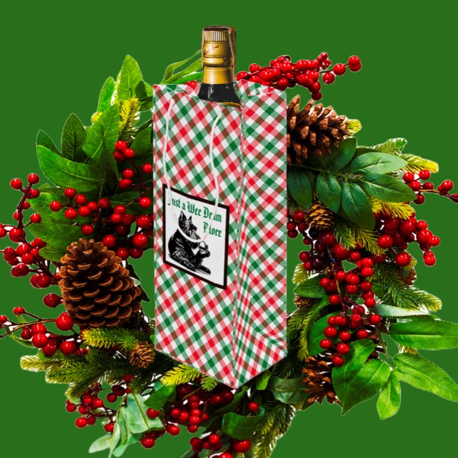 Customised Holiday Scottish Terrier Wine Gift Bag (Put their favorite Scotch in this customizable wine bag! Edit the text if you'd like.)