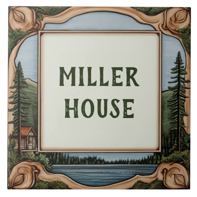 Customised House Name Plate Lakehouse Cabin Plaque Ceramic Tile (Front)