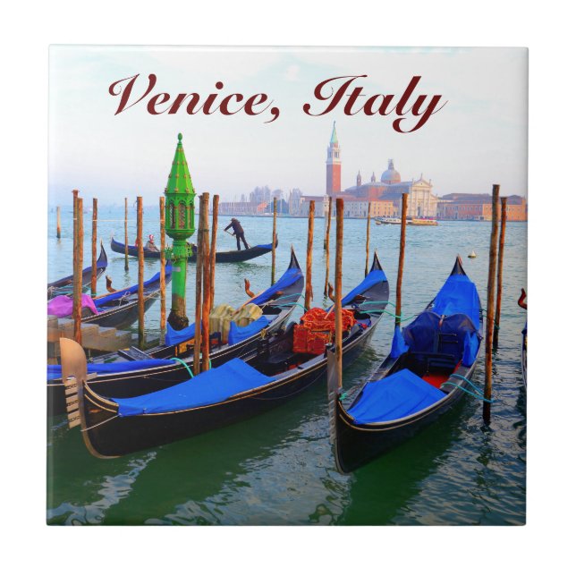 Customised Image of Gondolas in Venice Tile (Front)
