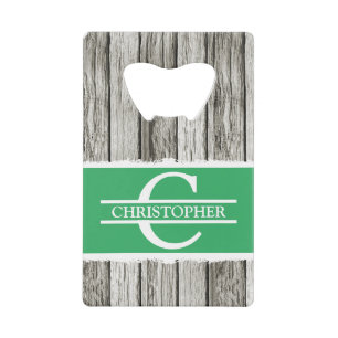Customised initial name rustic green white grey