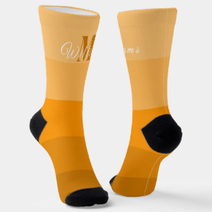 Customised Initials Monogram For Orange ColorBlock Socks