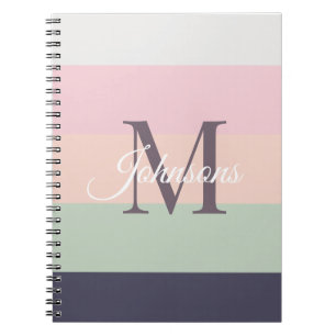 Customised Initials Monogram For Purple ColorBlock Notebook