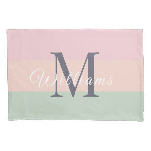 Customised Initials Monogram For Purple ColorBlock Pillowcase